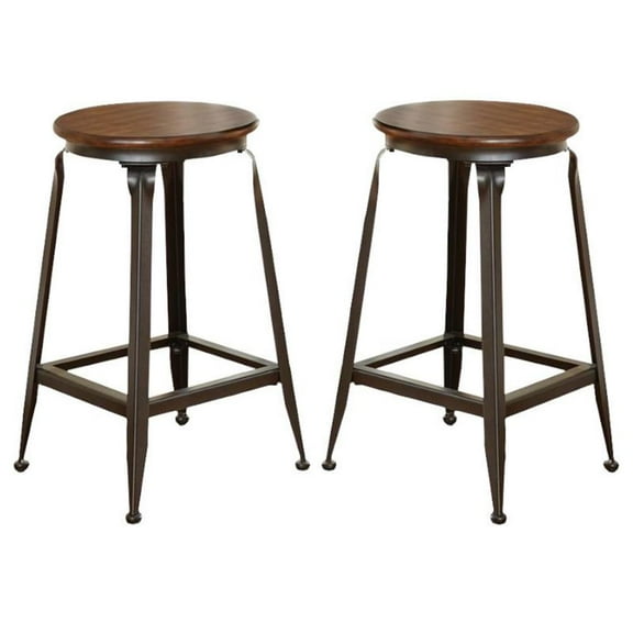 Home Square 24 inch Counter Stool in Brown Burnish Finish - Set of 2