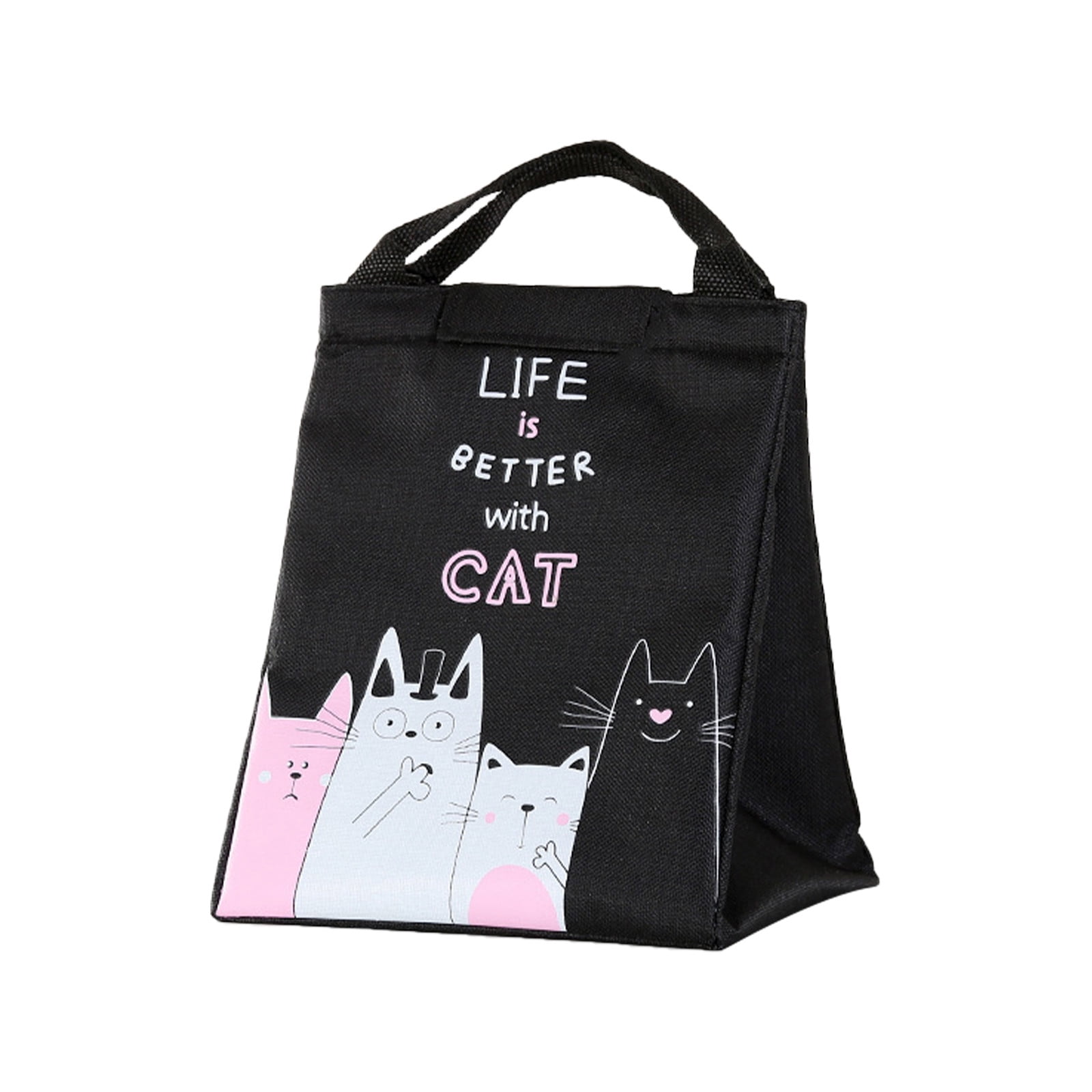 Fashion Women Shoulder Bag Canvas Bag Cute Cat Bag Office School Lunch Bag 