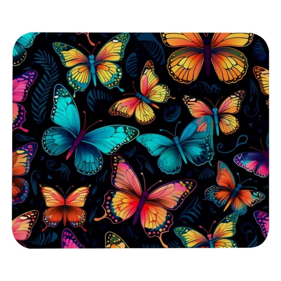 Colorful Butterfly Mouse Pad, Rubber Base Computer Mouse Pads for Wireless Mouse