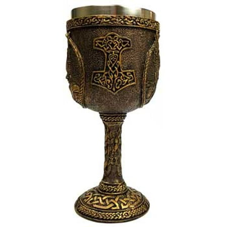 - Dining Entertaining Wine Goblet Chalice Thor Viking God Hand Painted Norse Mythology Table Cup