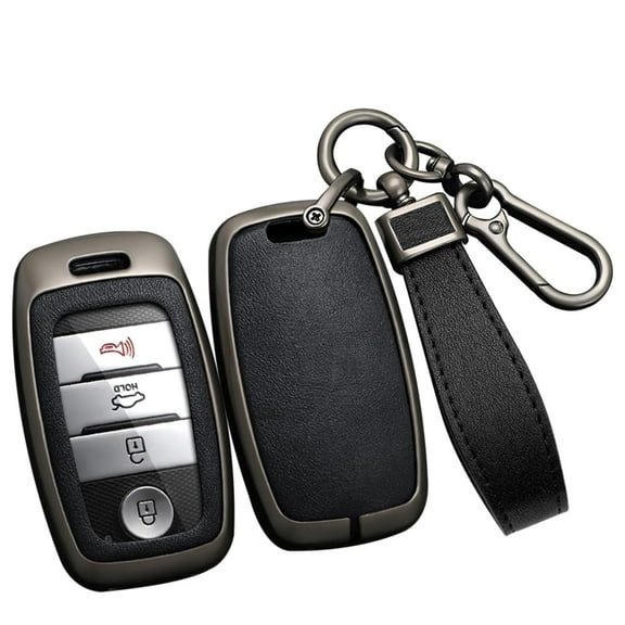 Key Fob Protector Fit for Kia Key Remote ,Smart Remote Car Key Case Fit for Kia,Metal and Leather Key Cover for Forte Koup NIRO Optima Rio Sorento Soul