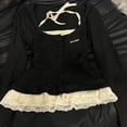 thumbnail image 2 of XIAONU Women's Lace Trim Button Front Peplum Top Long Sleeve Square Neck Pullover Blouse Soft Coquette Casual Tops, 2 of 3