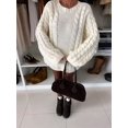 thumbnail image 4 of Cable Knit Oversized Sweaters Womens Cozy Pullover Sweater Fall Winter Clothes Cream White S, 4 of 8