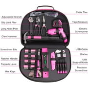 THINKWORK 122-Piece Pink Tool Kit with 3.6V Rotatable Electric Screwdriver-Ladies Home Work Kit