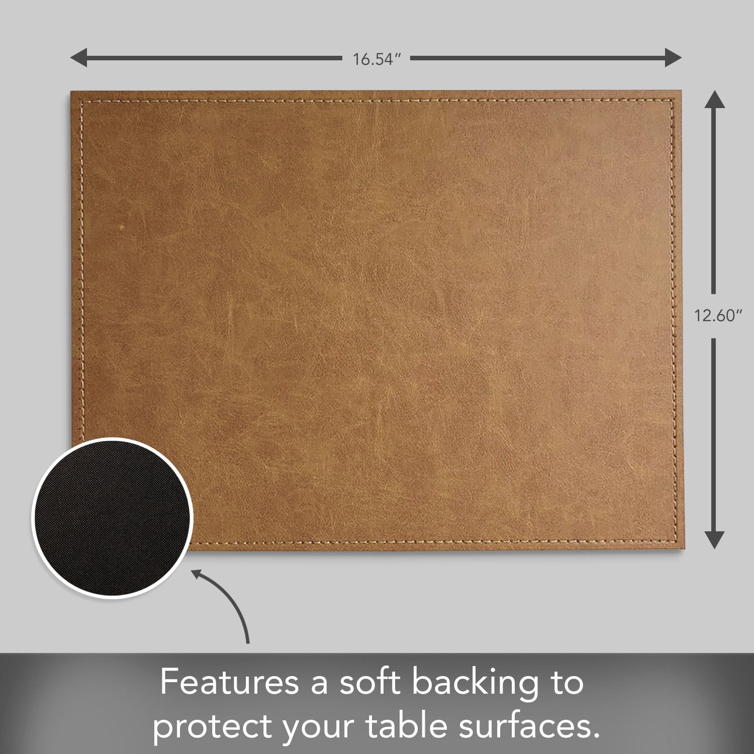 Luxurious Caramel Vegan Leather Placemats 4 Pack Look and Feel of Genuine Leather Infused with Copper