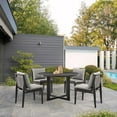 thumbnail image 4 of Cayman Outdoor 5-Piece Round Dining Table Set in Aluminum with Grey Cushions, 4 of 12