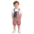 thumbnail image 2 of Tisuna Boys And Girls USA Anniversary 250 Years Overalls Kids American Flag Print Suspender Jumpsuit Pants Loose Fit 4Th Of July Patriotic Romper Red Size 10-11 Years, 2 of 6