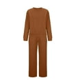 thumbnail image 4 of YUGYXL Womens Sweatsuit Sets Pullover Loose Crewneck Sweatshirt Jogging Tracksuit 2 Piece Lounge Outfits with Pockets Brown XL, 4 of 7