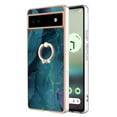 thumbnail image 2 of Mantto For Google Pixel 6A Case,Ring Holder Stand Marble Pattern 3 in 1 Rugged Shockproof Hybrid Hard PC Soft Rubber Bumper Drop Protective Girls Women Boy Men Phone Cases for Google Pixel 6A,Green, 2 of 6