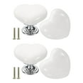 thumbnail image 1 of Uxcell 4 Paquetes de Perillas de Cajón de Cerámica en Forma de Corazón, Blanco/Plata, 1 of 6