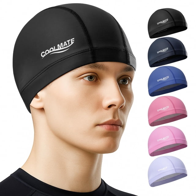 Gorro de baño COOLMATE de tela impermeable para adultos, mujeres y hombres, color negro