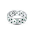 thumbnail image 3 of AFFY Round Simulated Emerald Hollowing Flower Ring for Women 14K White Gold over Silver-6, 3 of 5