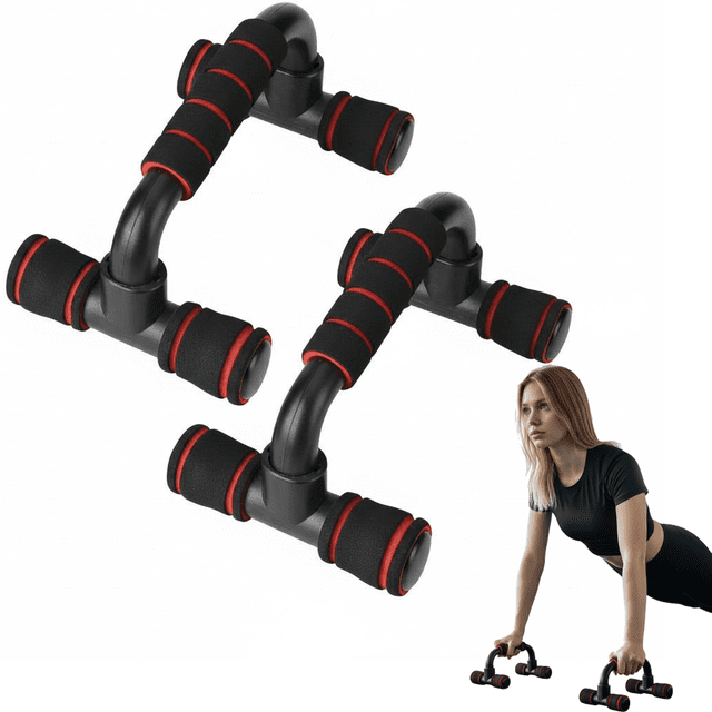 Set de 2 Push up Stands Soporte Antideslizante para flexiones Abdomen, Brazos, Pecho Gym Cardio Beat Rojo