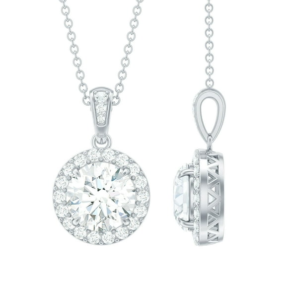 Rosec Jewels Minimal Pendant Necklace with Cubic Zirconia for Women, 925 Sterling Silver