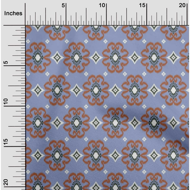 oneOone Cotton Flex Fabric Diamond & Swirl Ikat Print Fabric BTY 40 Inch Wide