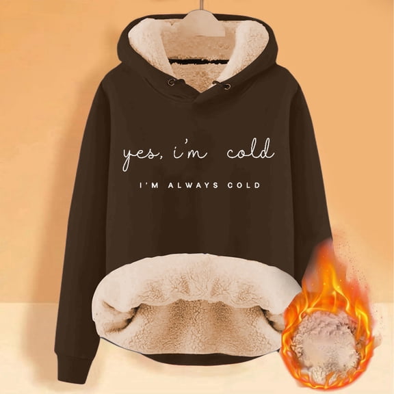 Womens Fleece Sherpa Sweatshirt Long Sleeve Hooded Sweatshirt Warm Hoodies (Coffee M)