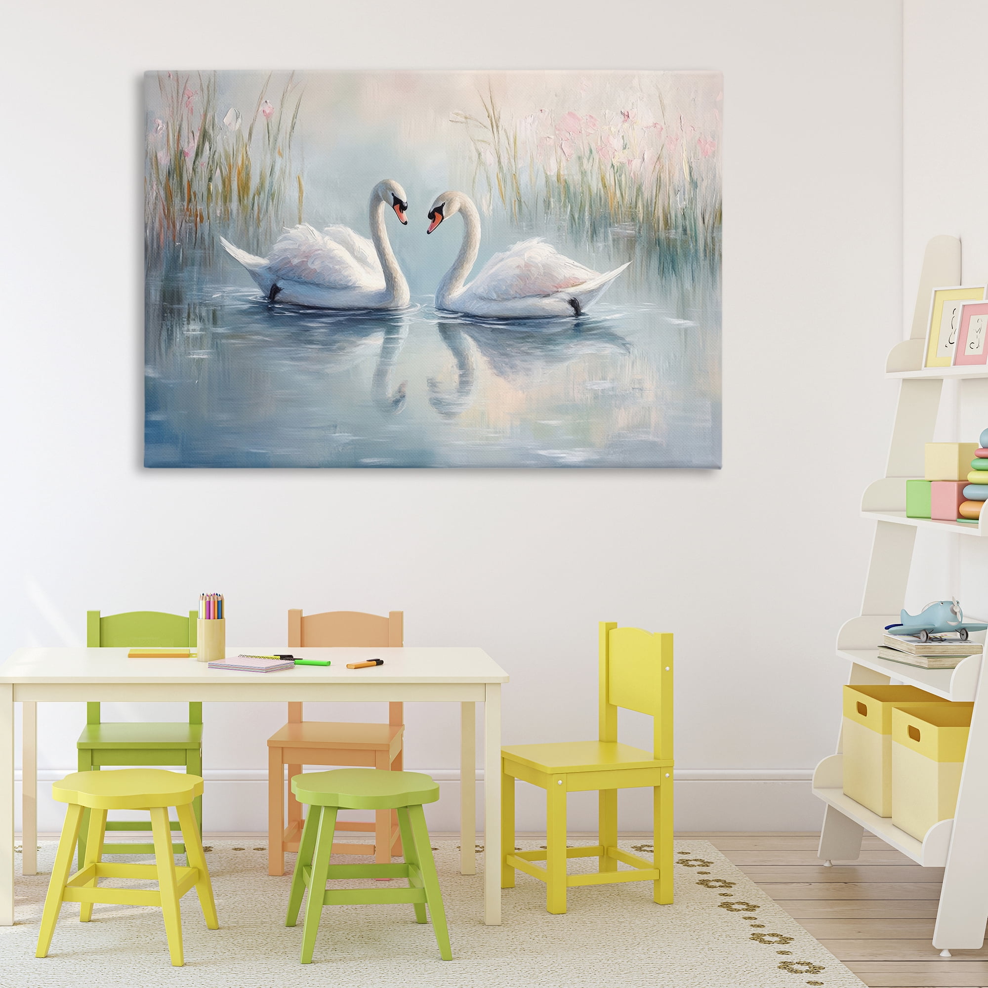 Stupell Industries Simple Swan Reflections Canvas Wall Art, design by Petal Prints Design
