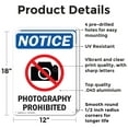 thumbnail image 2 of (2 Pack) Photography Prohibited OSHA Notice Sign 12 Inch X 18 Inch Indoor / Outdoor Rust-Free Aluminum Metal Signs for Workplace, Workshop, and Construction Site, Made in the USA, 2 of 8