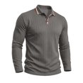 thumbnail image 5 of GEWSEY Mens Polo Shirt Long Sleeve Casual Button Dress Knit Golf Polo Shirt (Grey, M), 5 of 6