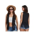 thumbnail image 4 of Yunliwuli Women Hippie Waistcoat Vest Lightweight Solid Color Open Front Sleeveless Jacket with Tassel for Streetwear Outerwear, 4 of 10