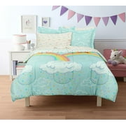 Full 7-Piece Comforter Set, Kidz Mix Rainbow Clouds Super Soft Bed in a Bag with Reversible Comforter and Sheet Set