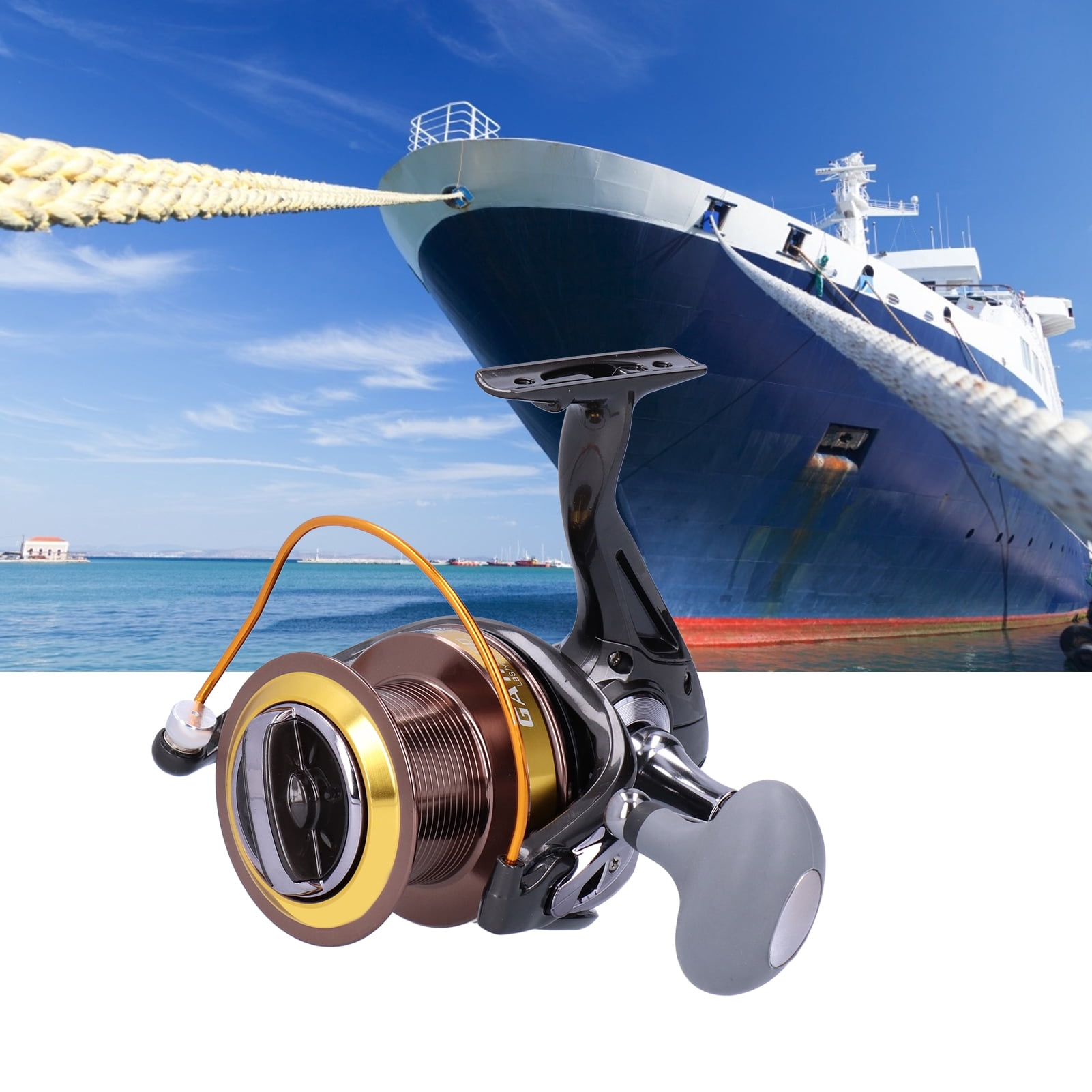 Yajisi Portable Spinning Reel 12+1 Bearing 4.6:1 Gear Ratio Fishing Wheel, GA11000 Size, Ambidextrous, Perfect for Freshwater and Saltwater Fishing Trips (Black)