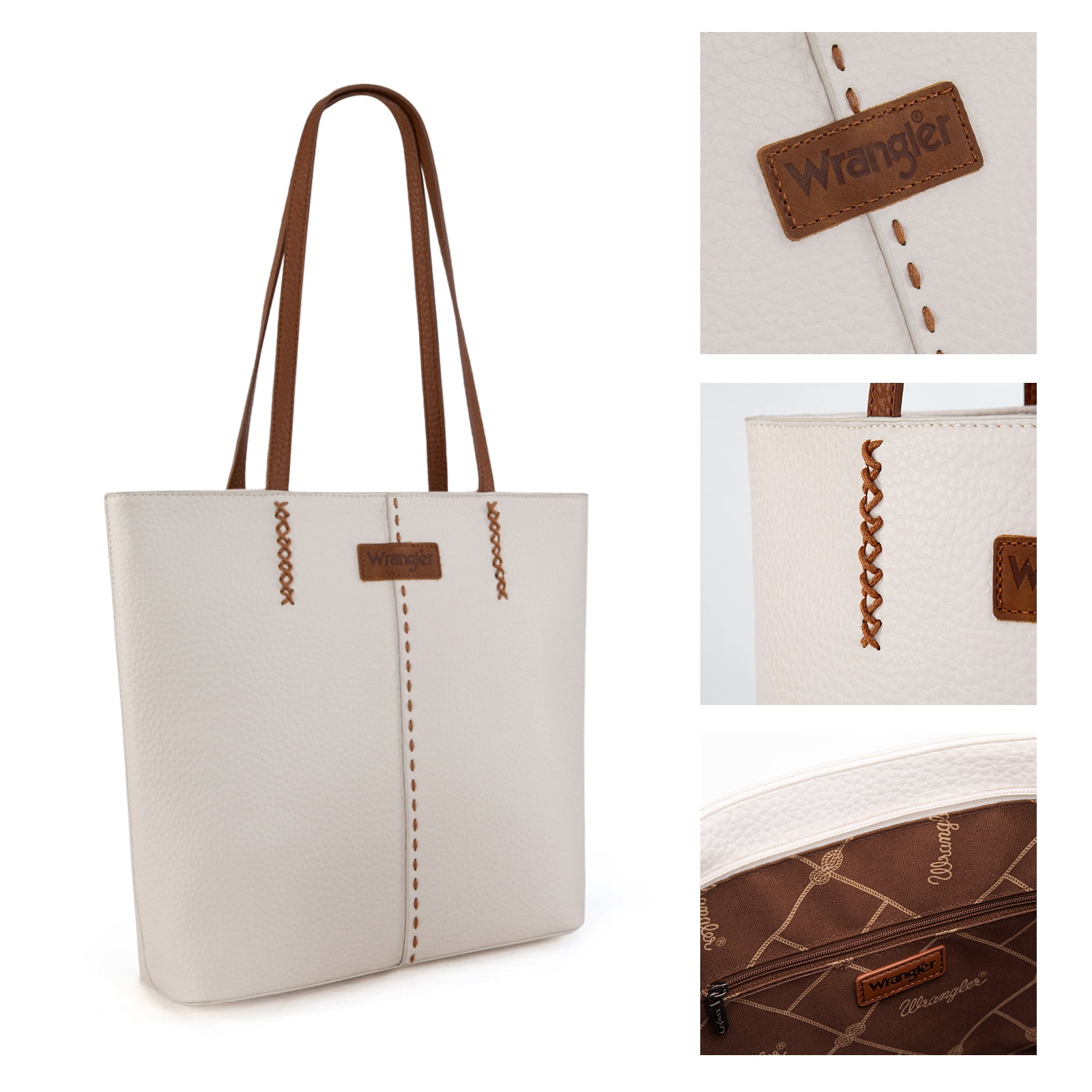 Wrangler Tote Bag for Women Top Handle Satchel Purse, Beige
