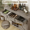 thumbnail image 3 of Pinypikaka Farmhouse Buffet Cabinet 48" Sideboard Coffee Wine Bar Cabinet w/ 3 Drawers, 2 Barn Door, Wine & Glass Rack, Storage Shelves, Liquor Coffee Bar Cupboard for Living Room, Kitchen, 3 of 7