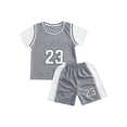 thumbnail image 5 of Yartina Kids Boys Girls 2 Piece Basketball Outfits Athletic Jersey T-Shirt with Mesh Shorts Sports Gray 140, 5 of 7