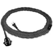 9.84FT Plug in Hanging Light Fixture with Switch, Industrial Pendant Lamp Light Cord with Twisted Hemp Rope DIY Light Fixture for Farmhose Home Lighting Decors（Black）