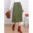thumbnail image 4 of DARING DIVA Women's Casual A Line Faux Suede Midi Skirts Large Dark Green, 4 of 5