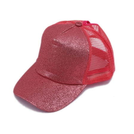Sequin Baseball Cap - UKAP New Women's Baseball Cap Fluorescent Sequins Ponytail Cap Rear Opening Hip Hop Hat for Women Baseball Cap Female Mesh Hat Visor Hat