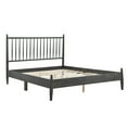 thumbnail image 5 of Mid-Century Modern Design Full Platform Bed 1pc Gray Finish Wooden Bedroom Furniture Vertical Slats Headboard, Bed in a Box, 5 of 8