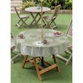 thumbnail image 3 of Outdoor Tablecloth with Umbrella Hole and Zipper, Geometric Round Table Cloth 60 Inch Waterproof Tablecloth, Abstract Sage Green White Boho Circle Dot Picnic Table Cover for Patio Camping, 3 of 7