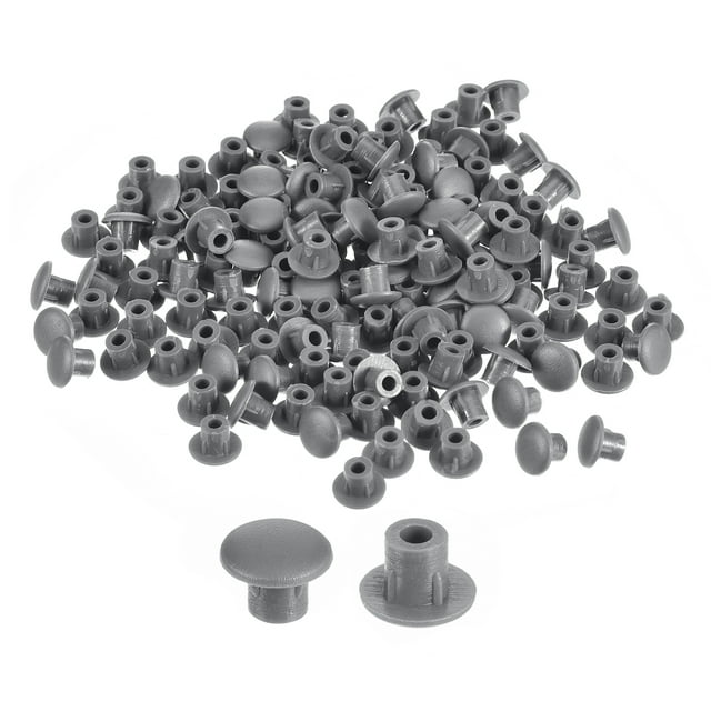 Uxcell 150Pack 5mm(3/16") Dia Tapones de agujero de tornillo de plástico para muebles, gris oscuro