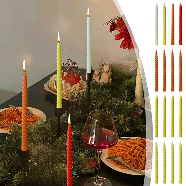 Set de 4 velas de cera alargadas | Velas sin aroma de 9.84 pulgadas en colores mixtos | Decoración para el hogar, fiestas, bodas, banquetes, cenas | Compatible con portavelas estándar | 2x2x25 cm
