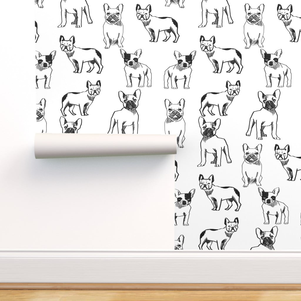 Removable Water-Activated Wallpaper Dogs Puppies Animals Watercolor Floral Baby 