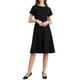thumbnail image 1 of INSPIRE CHIC Vestido A-Line Elegante para Mujeres con Cuello Redondo, Decoración de Perlas, Manga Corta, Vestido de Trabajo y Cóctel, Corte Acampanado, XL Negro, 1 of 4