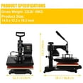 thumbnail image 3 of SHZOND 5 in 1 Heat Press Machine,12x10 inch Heat Press Transfer Machine Sublimation for T-Shirt Hat Cap Mug Plate Cap, 3 of 9