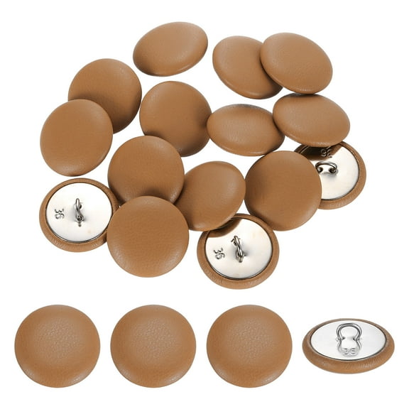15 Pack Leather Covered Buttons, 23mm 36L Round Metal Shank Sewing Buttons Sew on for Clothes Coat Hats, Sofa Decoration, DIY Crafts Making, Dark Orange