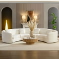 thumbnail image 2 of Kevinplus 6 Seat Oversized Curved Sectional Sofa, Mid-century Style Couch with 5 Pillows, Beige Boucle Fabric, 2 of 13