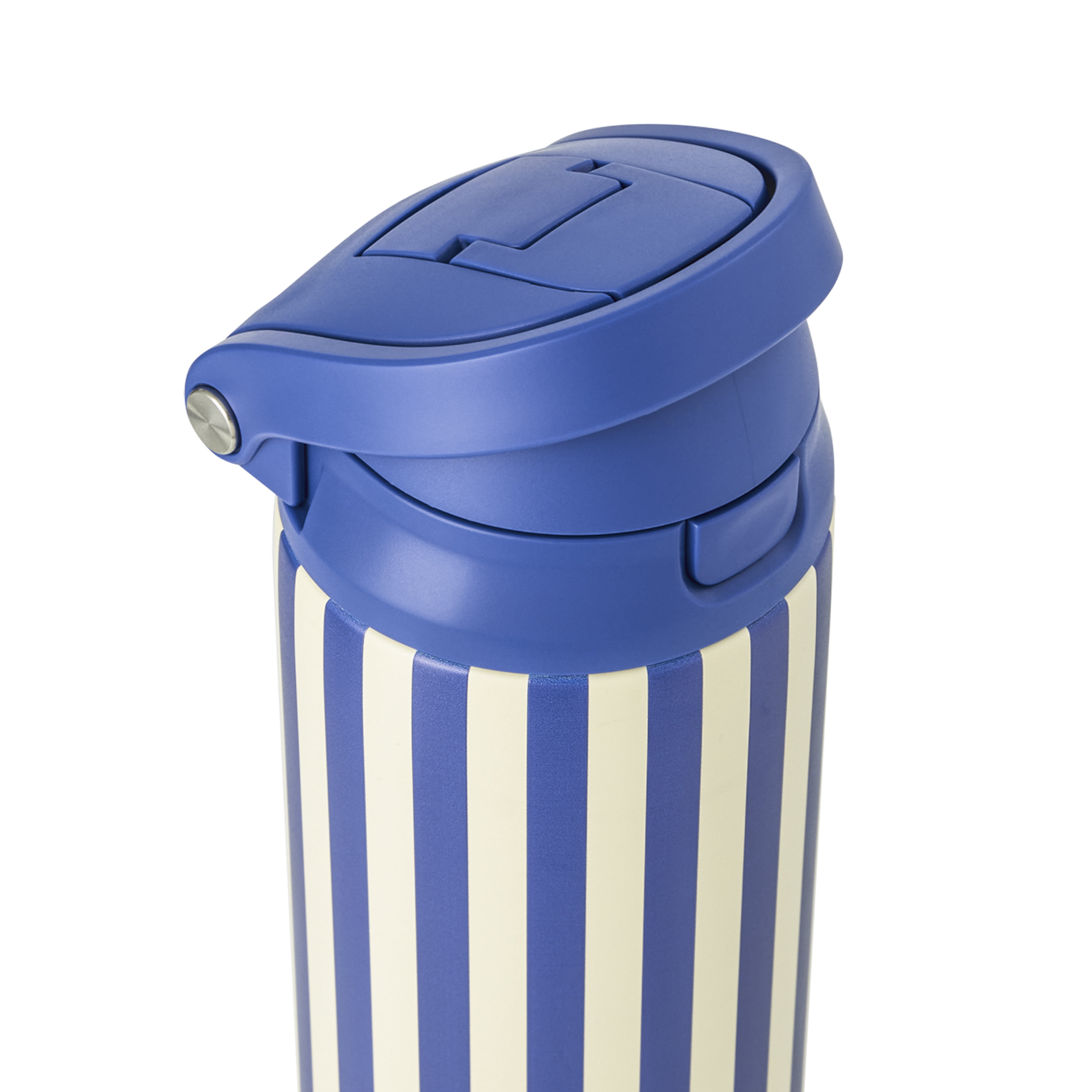 TAL 24oz Stainless Steel 2-in-1 Straw and Chug Water Bottle with Push Lid, Navy Stripes