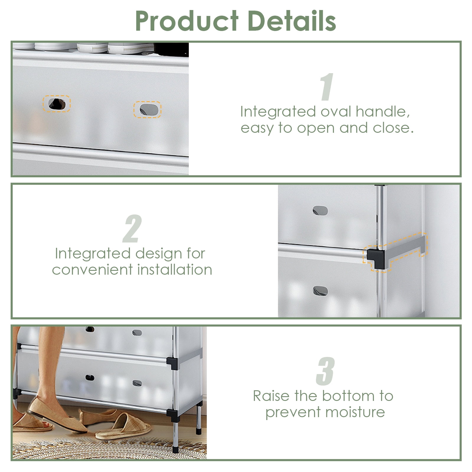SINGOMON Shoe Rack, 5-Tier Shoe Cabinet With Lid, Large Capacity, Can Store 20 Pairs Of Shoes, Adjustable Height.