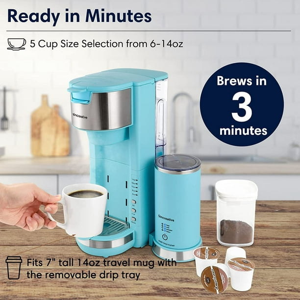 Sincreative 2 in 1 Single Serve Coffee Maker Machine w Milk