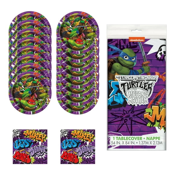 Teenage Mutant Ninja Turtles Party Bundle - 33 Piece Set with Dinner Plates (8), Napkins (16), & Tablecloth - Official Licensed Party Supplies for Epic Birthday Celebrations!