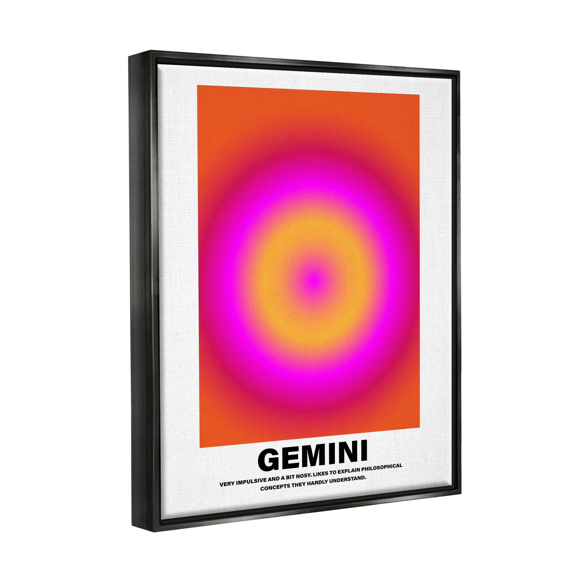 Stupell Industries Funny Gemini Astrology Abstract Painting Black Floater Framed Canvas Art Print Wall Art, 25 x 31