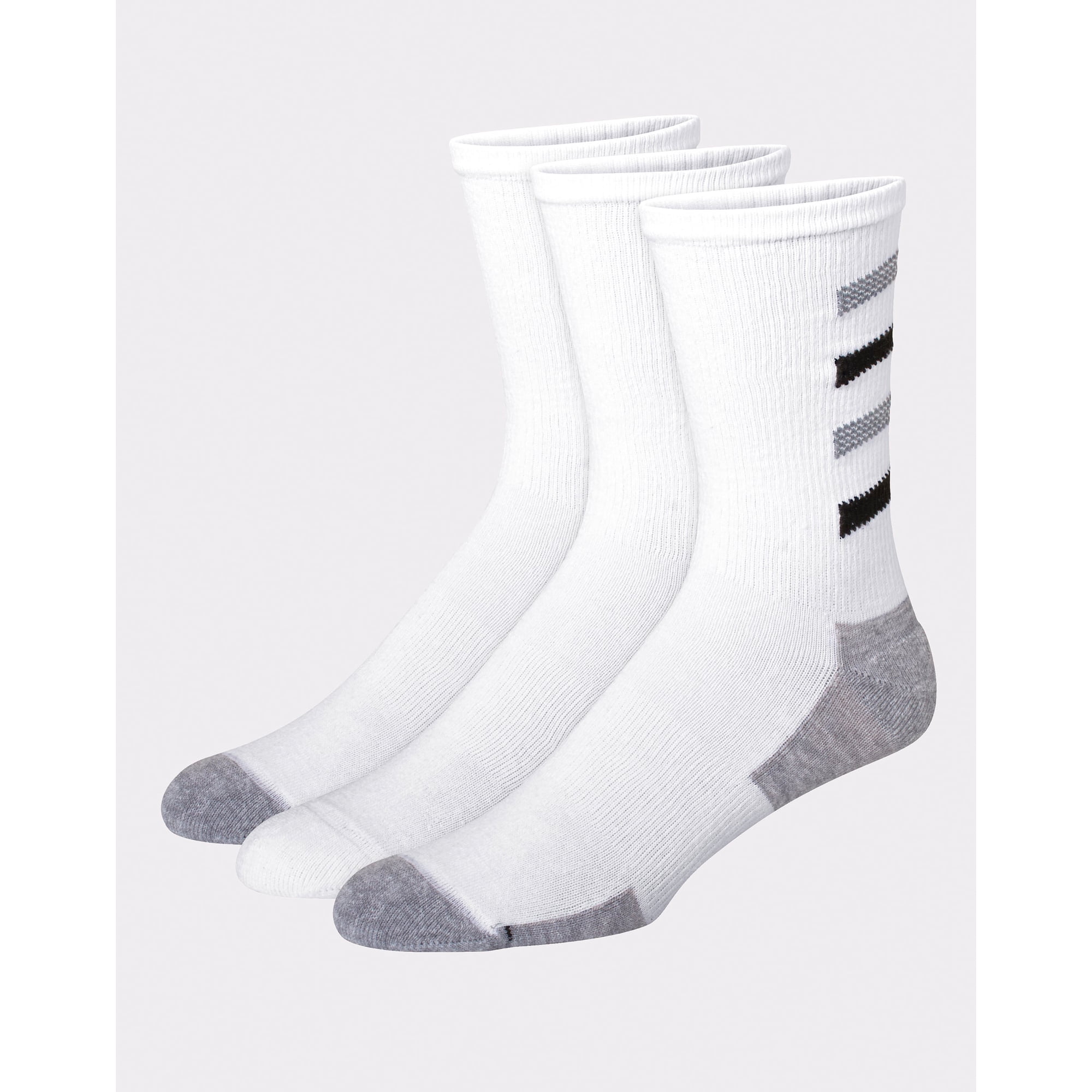 Hanes Cool DRI Men's Crew Socks with Ventilation, 3-Pairs White 12-14