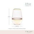thumbnail image 4 of Twine Rose Wine Glasses with Gold Rim for Party Gifts, 18oz Set of 2, 4 of 8