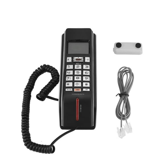 ZOUSSIQI Incoming Call Display Wall Telephone Call Records Check FSK/DTMF Landline Telephone - Black EL225#06830