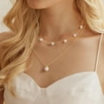 thumbnail image 6 of Turandoss Cultivate Pearl Necklace for Women Trendy 14K Gold Plated Satellite Pearl Pendant Dainty Pearl Necklace Stacked Bride Bridesmaid Gifts Wedding Birthday Gifts Summer Jewelry Trend for Women, 6 of 8